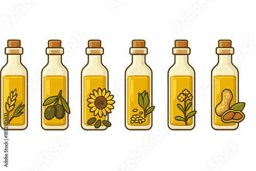 Bottles of Cooking Oils with Ingredients