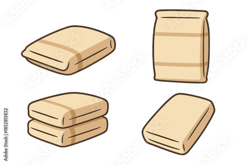 Four Bags of Cement or Flour in Different Positions