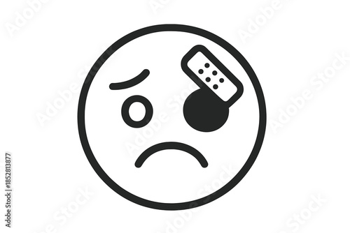 Sad face with band-aid over eye