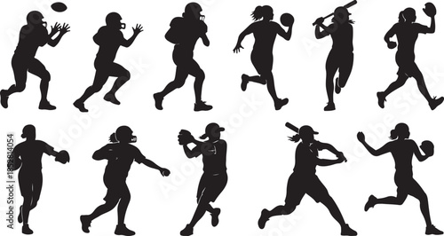 Sports silhouettes female athletes collection