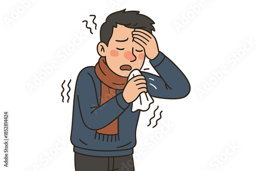 Man feeling sick and cold