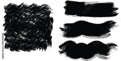Black brush stroke stencils for art and design