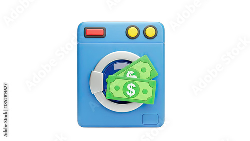 Money Laundering: Washing Machine with Dollar Bills
