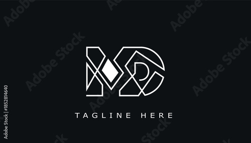 connected creative minimal lining capital alphabet letter md logo design