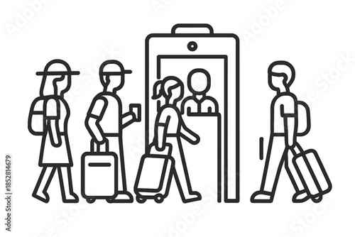 Travelers passing through security checkpoint