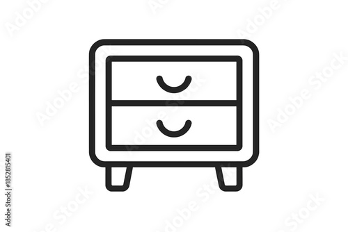 Minimalist icon of a nightstand with two drawers