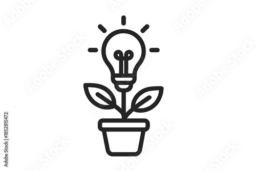 Lightbulb growing from a potted plant concept