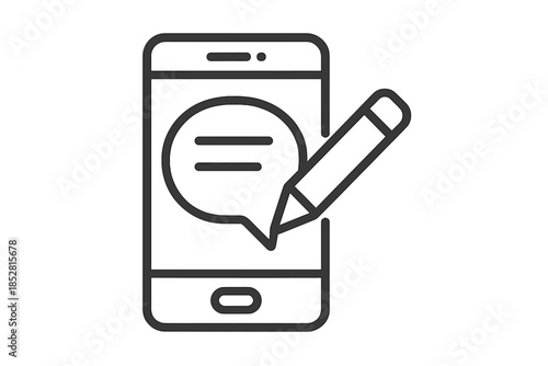 Smartphone with message bubble and pencil icon
