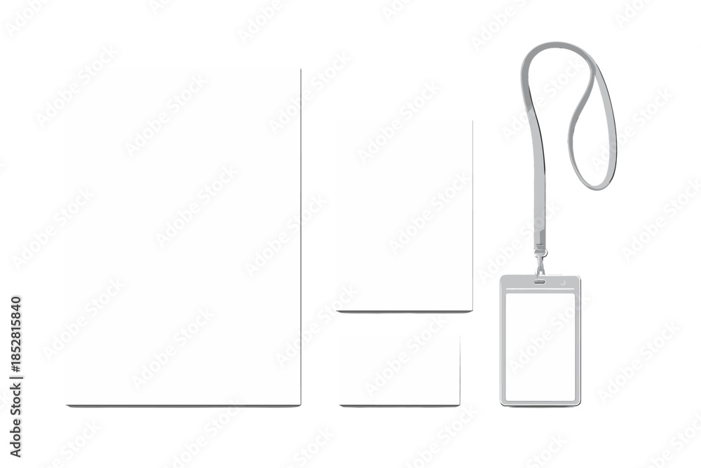 Naklejka premium Blank stationery and ID badge mockup