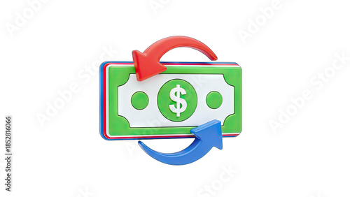Money Transfer Concept with Arrows and Dollar Sign