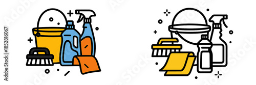 Cleaning supplies set for effective home maintenance tasks