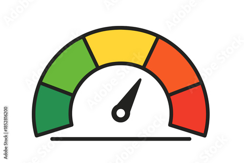 Speedometer with color zones representing performance levels