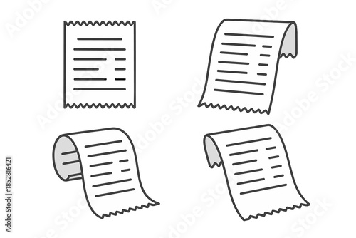 Four receipt icons with various perspectives