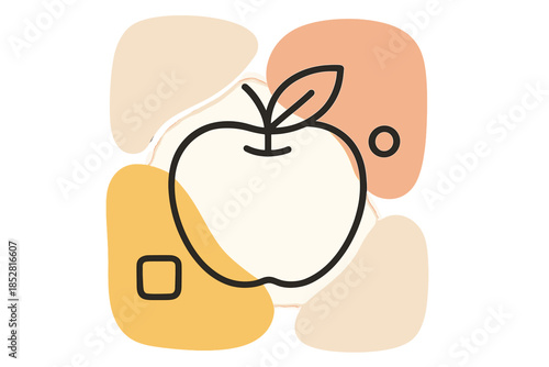 Minimalist Apple Icon with Abstract Shapes