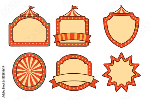 Retro circus frames with illuminated borders