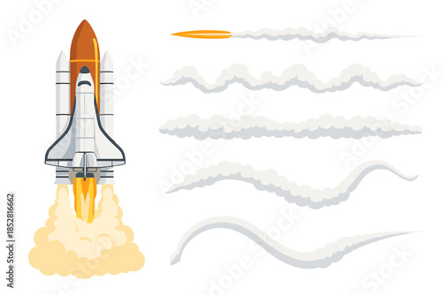 Space Shuttle Launch with Smoke Trails