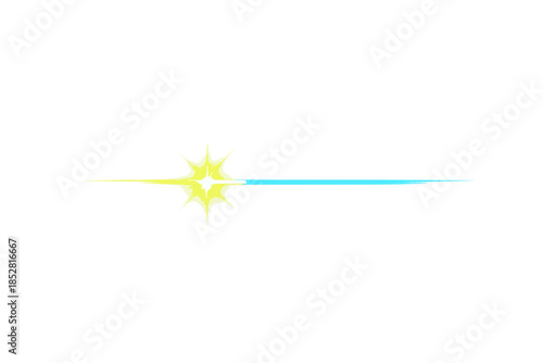 Abstract glowing lens flare light streak in green and blue