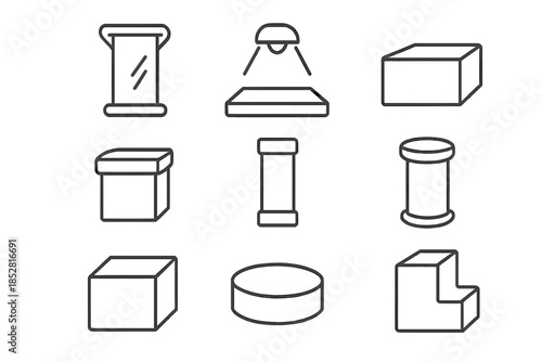 Collection of Simple 3D Geometric Shapes Icons