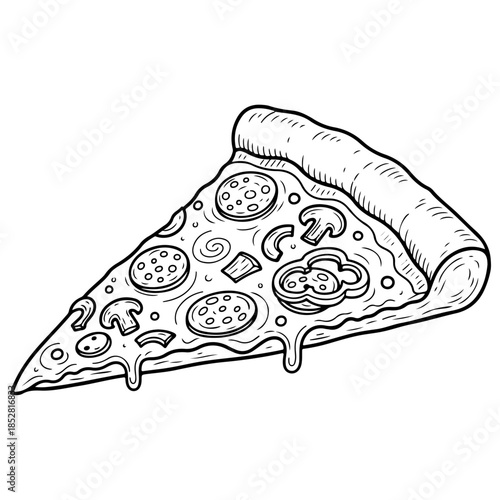 Sliced pizza with toppings isolated on transparent background