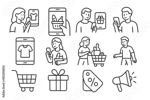 Online Shopping and E-commerce Icons