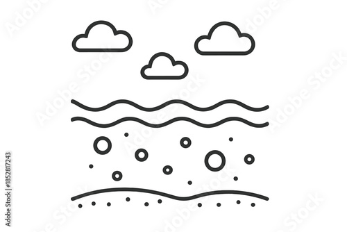 Abstract representation of clouds over water and seabed