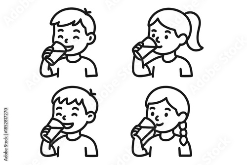 Children drinking from glasses