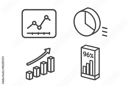 Isometric charts and graphs icons