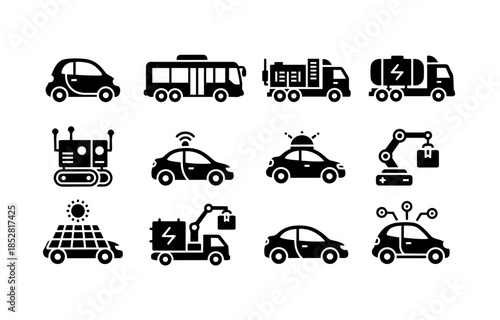 Intelligent Vehicles and Robotics Icon Set