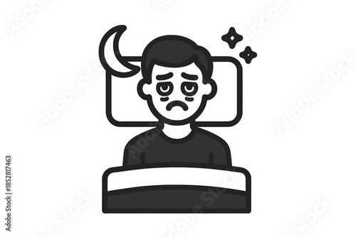 Sleepless person in bed under the night sky