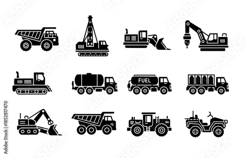 Collection of Industrial Construction Vehicle Icons