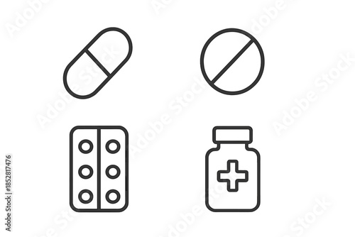 Set of medicine icons on a dark background