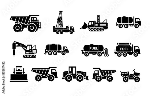 Digitally Curated Heavy Equipment Vehicle Icons