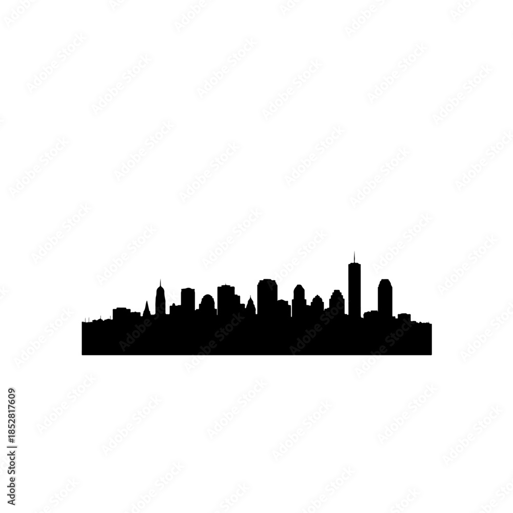 Naklejka premium Silhouette of a city skyline isolated on transparent background