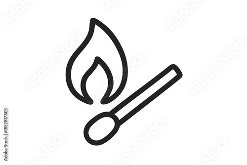 Burning match icon with flame on gradient background