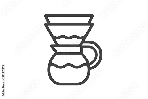 Pour-over coffee maker icon on grey gradient background