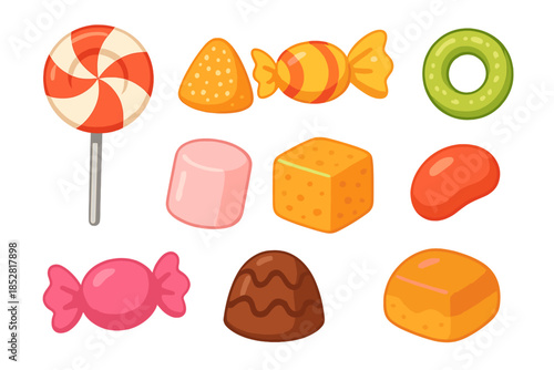 Collection of colorful glowing candies