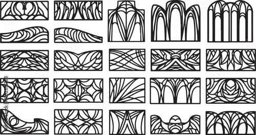 Art nouveau divider and border vector set