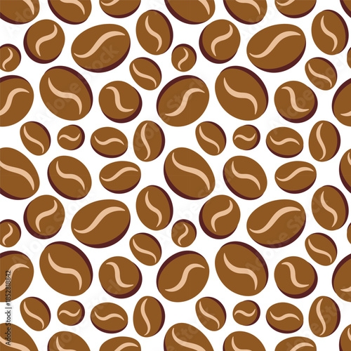 Coffee drink seamless pattern. Vector roasted coffee beans pattern. Vector texture illustration