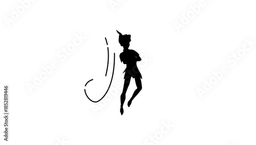 Peter Pan symbol, black isolated silhouette