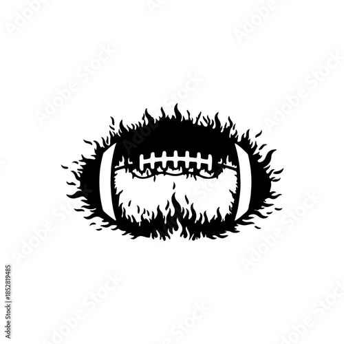 Fiery football silhouette isolated on transparent background