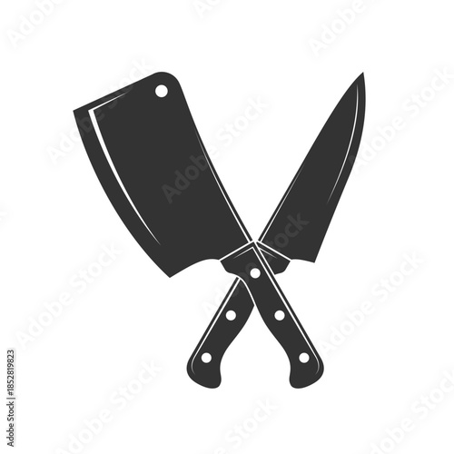 Knives for meat graphic icon. Crossed kitchen knives isolated sign on white background. Vector illustration
