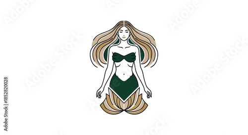Stylized woman illustration vector design with ornamental elements