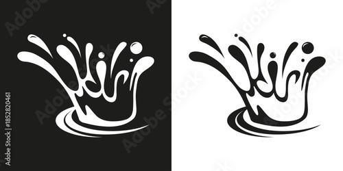 Black and white logo of splashes of water