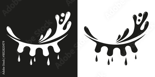 Black and white logo of splashes of water
