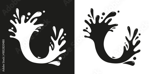 Black and white logo of splashes of water