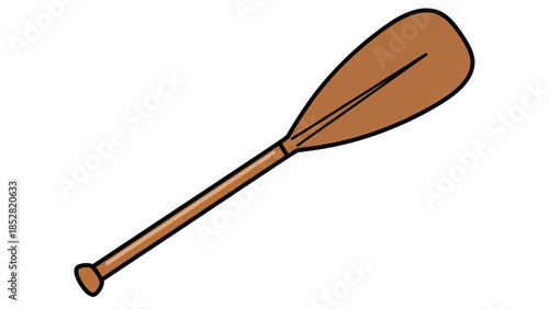 Brown wooden paddle on a white background