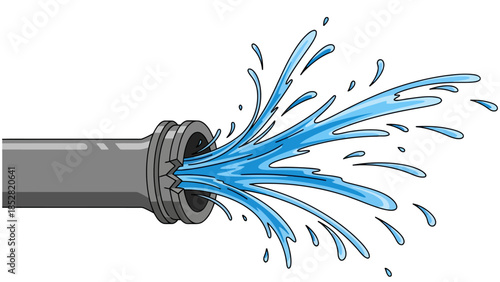 Bursting pipe spewing water