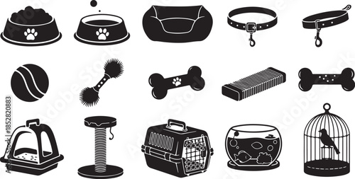 Collection of pet supplies icons