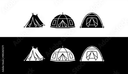 Camping tents set illustration