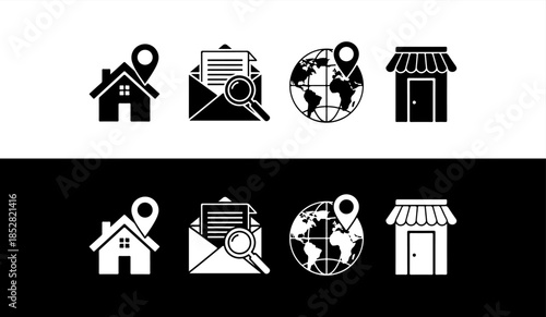 Set of location based icon designs for navigation and maps